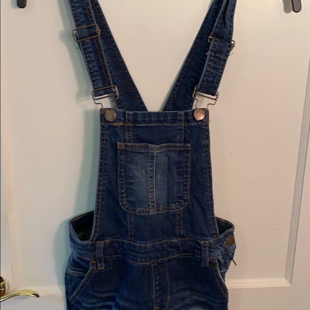 DOLLHOUSE Ripped Dark Jean Overalls